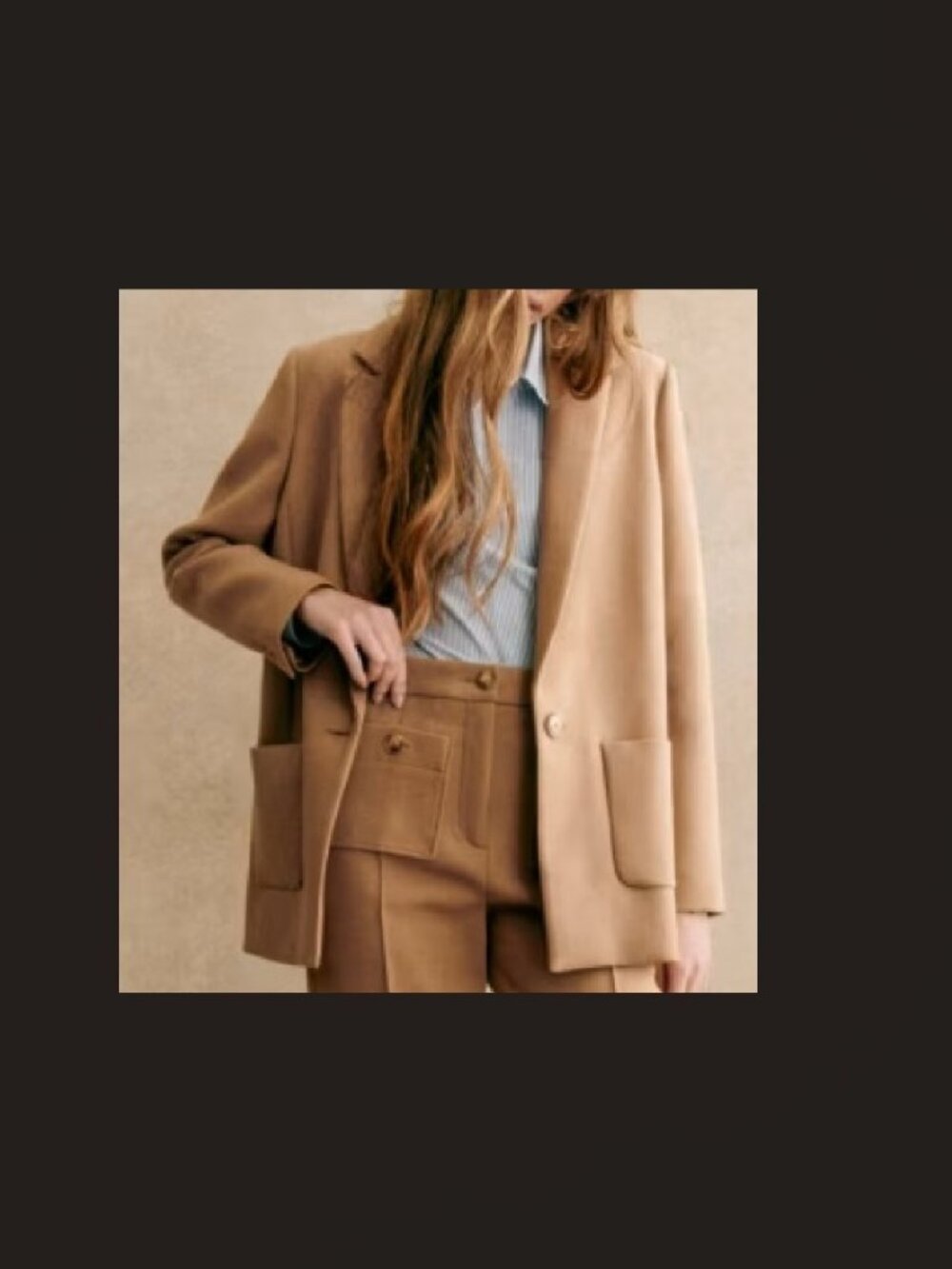 Sezane Romane Jacket, Camel, size 4